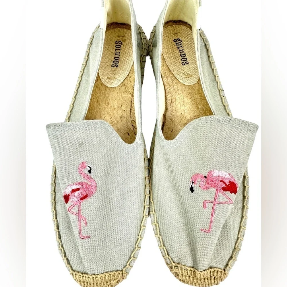 Soludos Flamingos Espadrille Flat Shoes Size 10